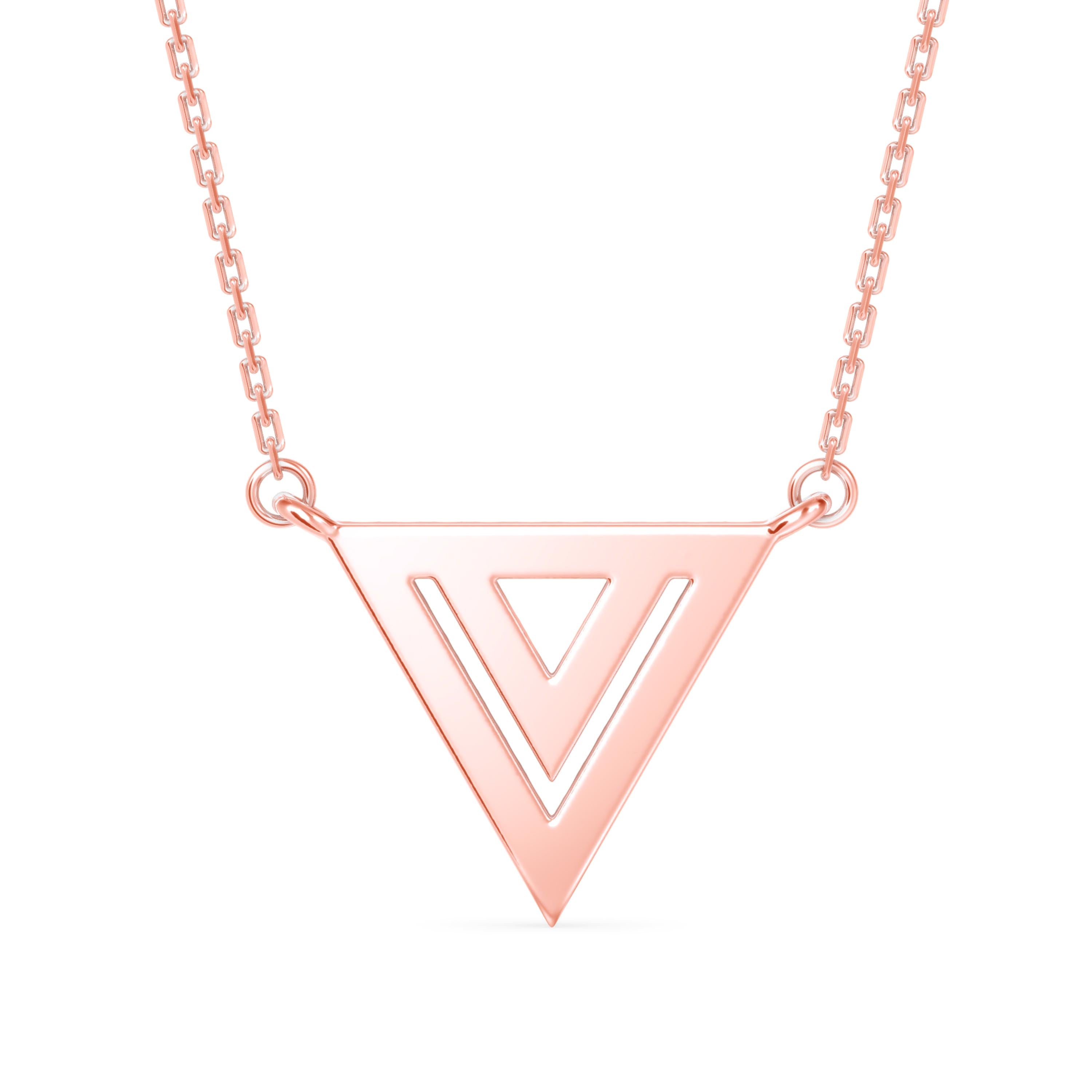 0.18Ct Triangle Shape Pave Set Lab-Grown Diamond Gold Pendant Necklace