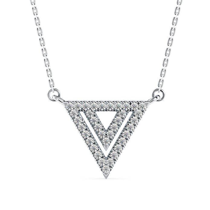 0.18Ct Triangle Shape Pave Set Lab-Grown Diamond Gold Pendant Necklace
