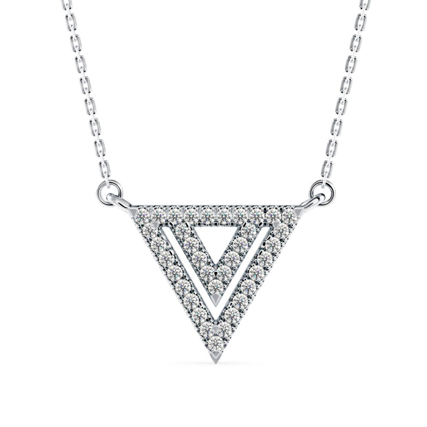 0.18Ct Triangle Shape Pave Set Lab-Grown Diamond Gold Pendant Necklace