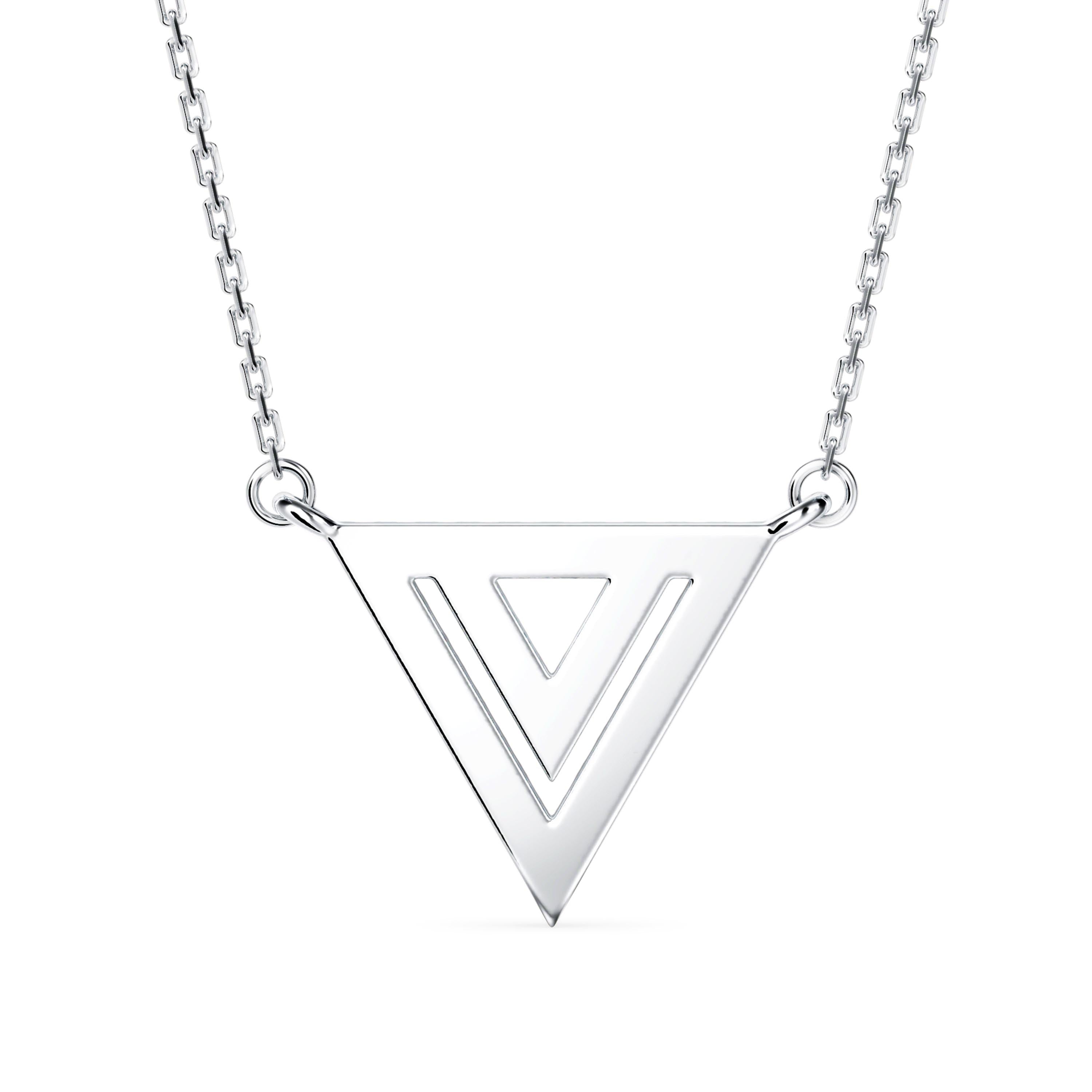 0.18Ct Triangle Shape Pave Set Lab-Grown Diamond Gold Pendant Necklace