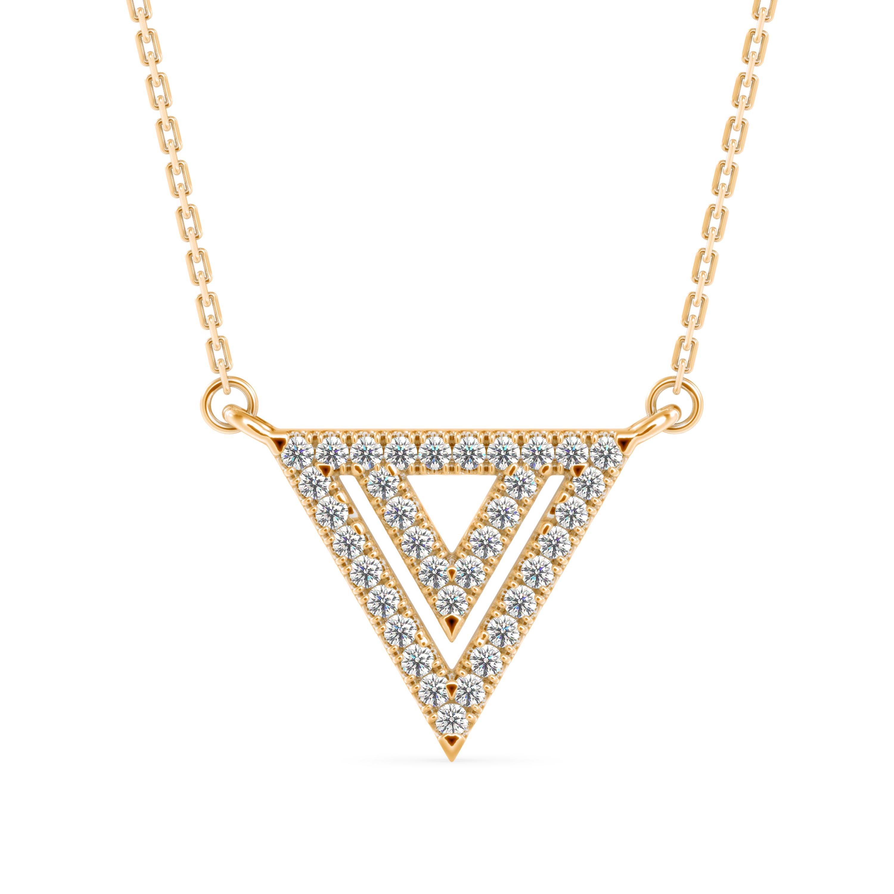 0.18Ct Triangle Shape Pave Set Lab-Grown Diamond Gold Pendant Necklace