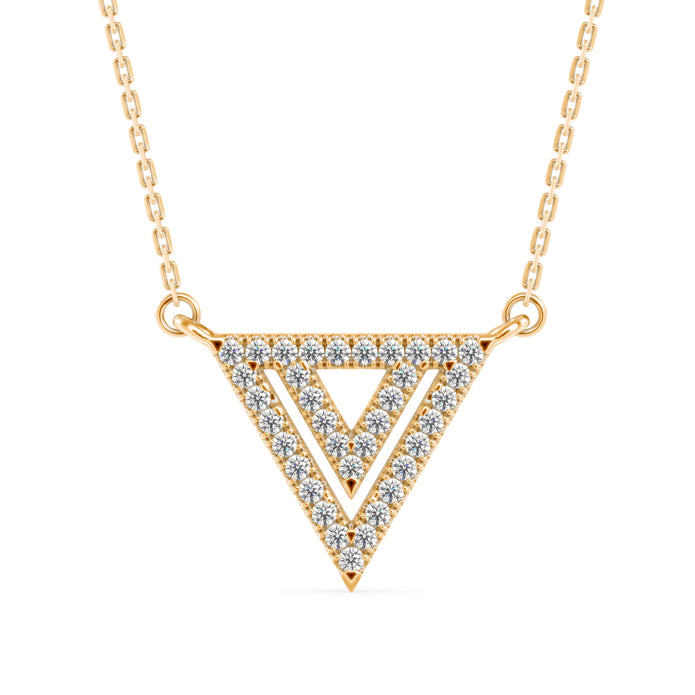 0.18Ct Triangle Shape Pave Set Lab-Grown Diamond Gold Pendant Necklace
