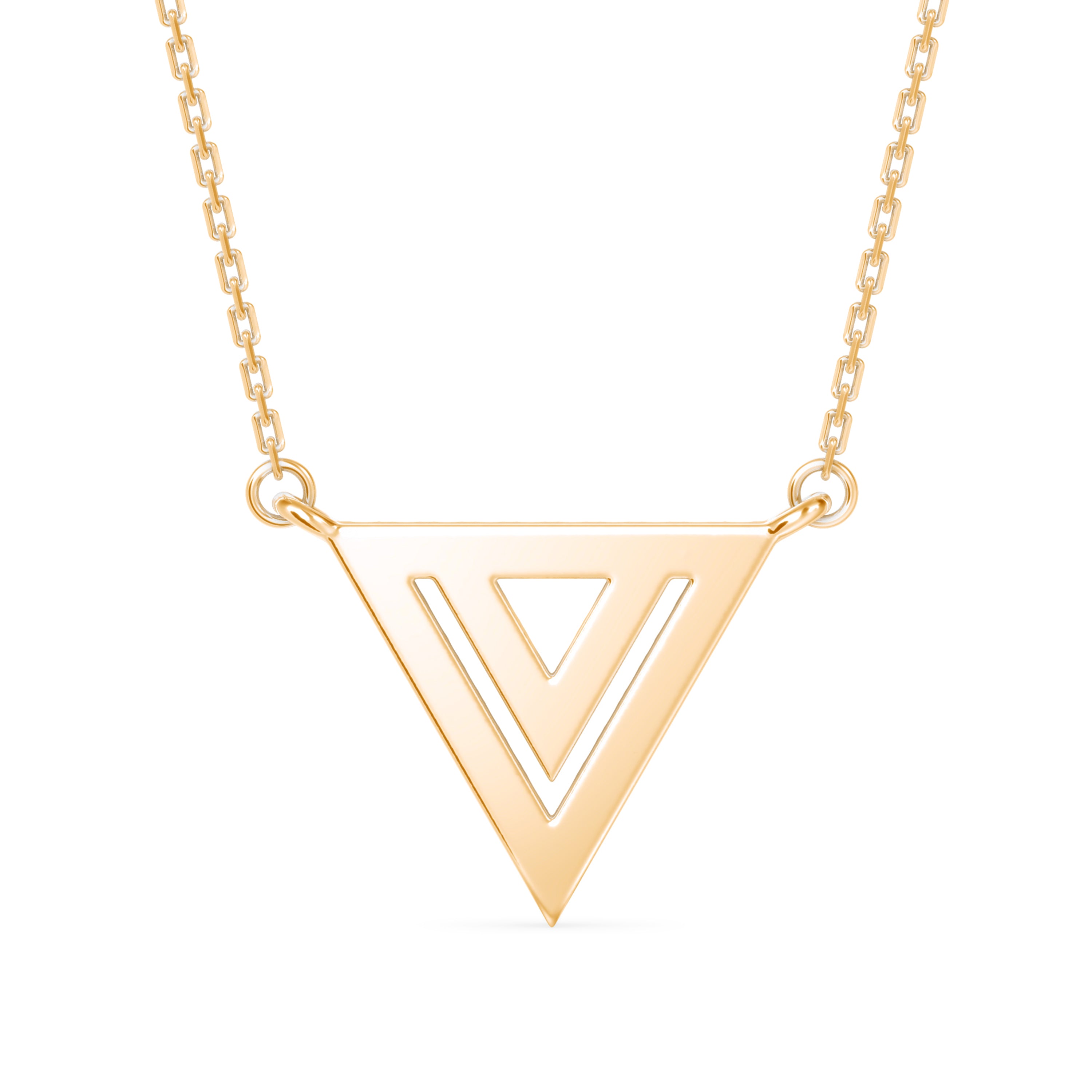 0.18Ct Triangle Shape Pave Set Lab-Grown Diamond Gold Pendant Necklace