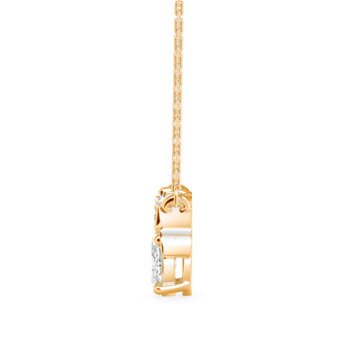 0.55Ct Honey Bee Shape Prong Lab-Grown Diamond Gold Pendant Necklace
