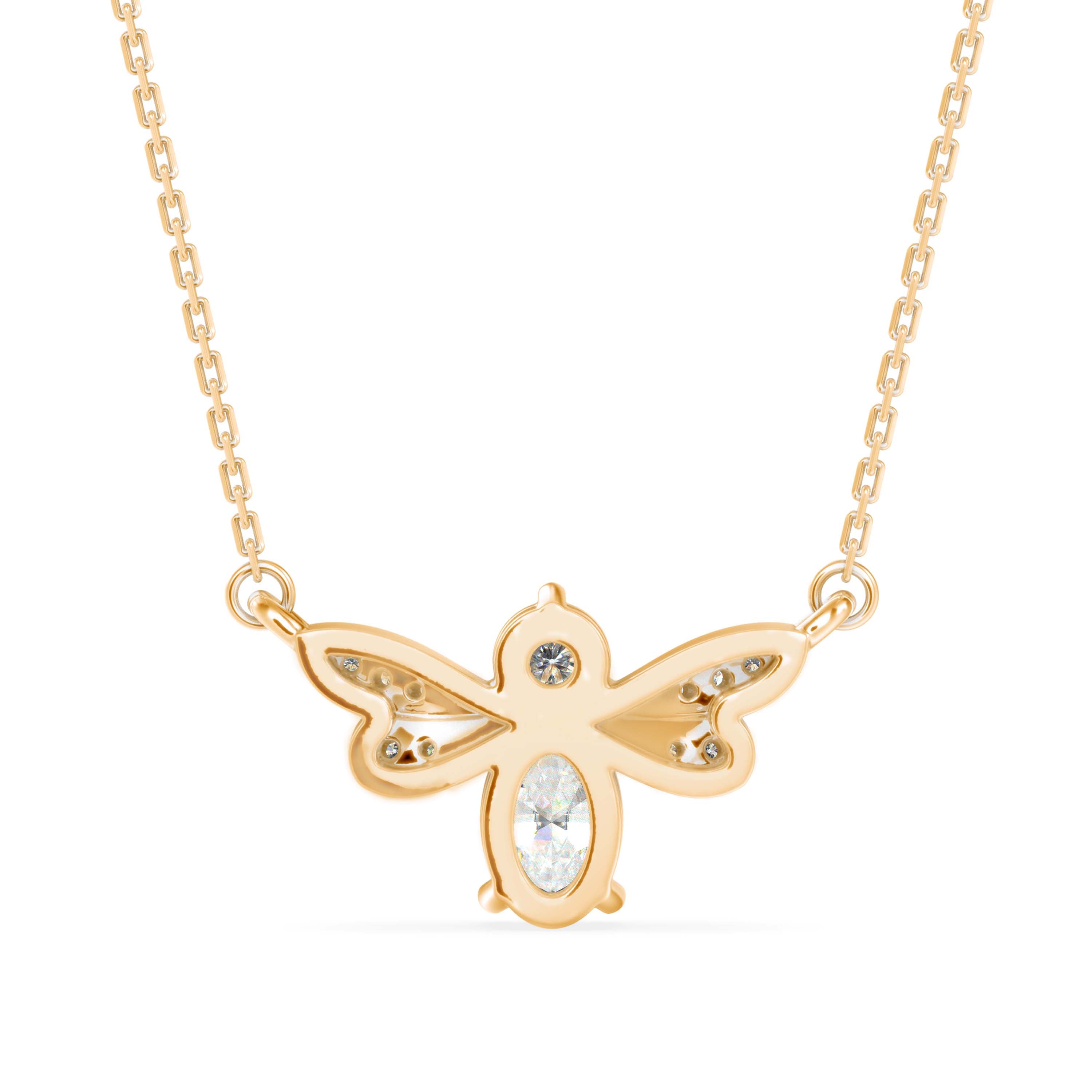 0.55Ct Honey Bee Shape Prong Lab-Grown Diamond Gold Pendant Necklace