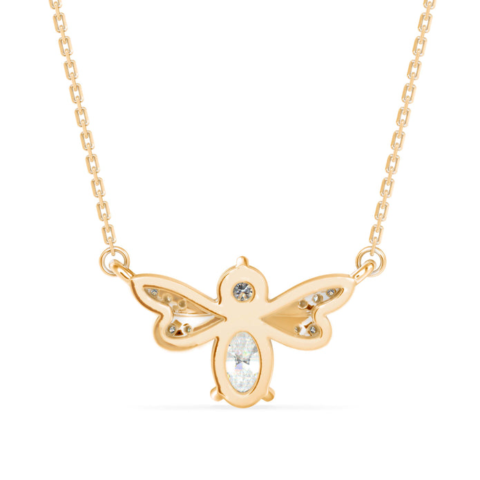 0.55Ct Honey Bee Shape Prong Lab-Grown Diamond Gold Pendant Necklace
