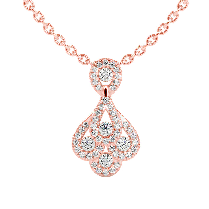 0.51Ct Teardrop Shape Pave Lab-Grown Diamond Gold Pendant Necklace