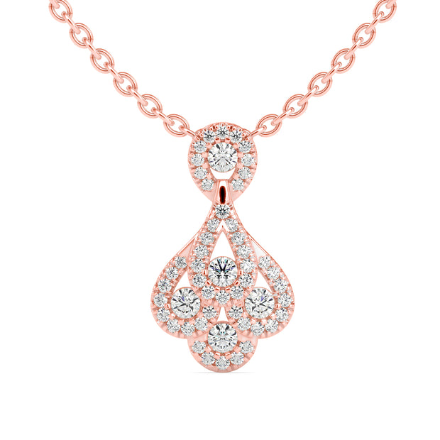 0.51Ct Teardrop Shape Pave Lab-Grown Diamond Gold Pendant Necklace