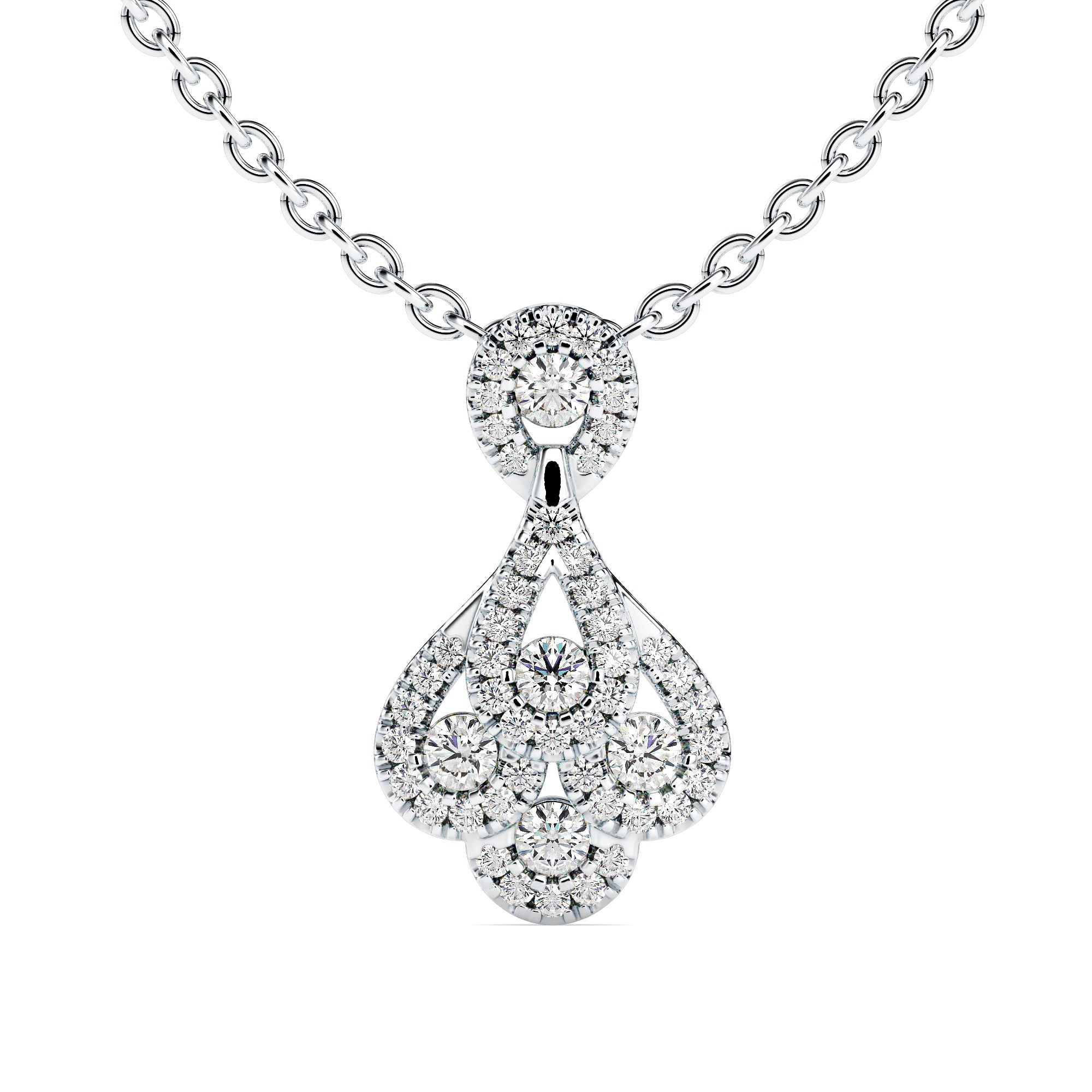 0.51Ct Teardrop Shape Pave Lab-Grown Diamond Gold Pendant Necklace