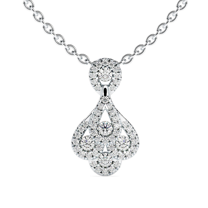 0.51Ct Teardrop Shape Pave Lab-Grown Diamond Gold Pendant Necklace