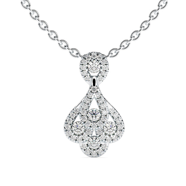 0.51Ct Teardrop Shape Pave Lab-Grown Diamond Gold Pendant Necklace