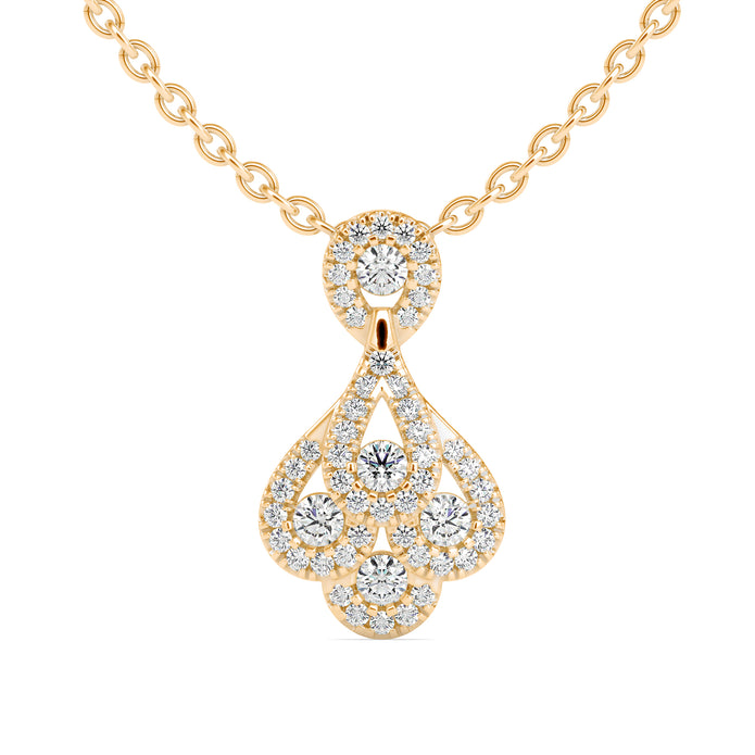 0.51Ct Teardrop Shape Pave Lab-Grown Diamond Gold Pendant Necklace