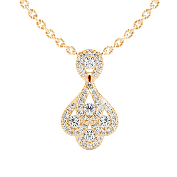 0.51Ct Teardrop Shape Pave Lab-Grown Diamond Gold Pendant Necklace