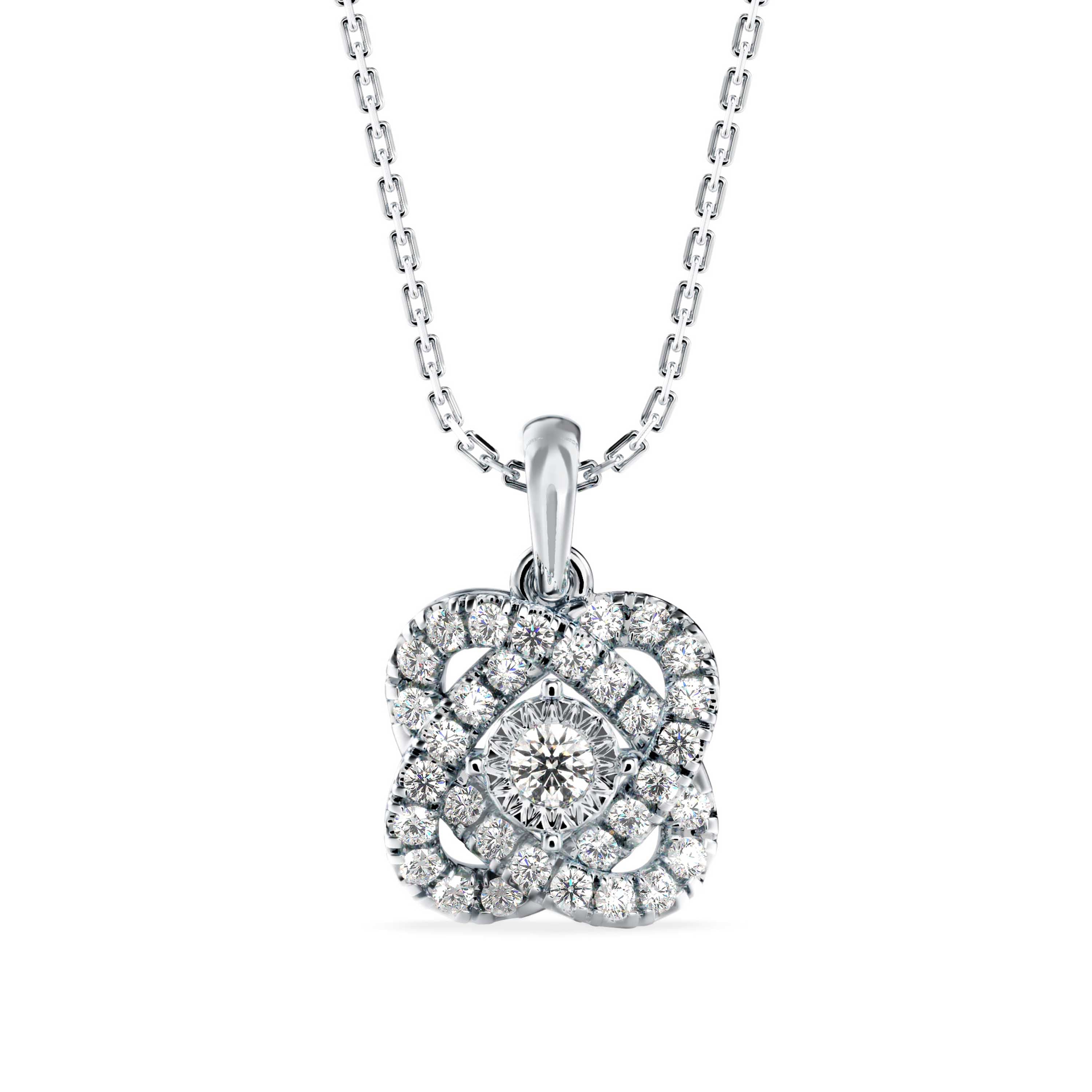 0.29Ct Flower Shape Prong Lab-Grown Diamond Gold Pendant Necklace