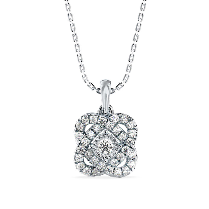 0.29Ct Flower Shape Prong Lab-Grown Diamond Gold Pendant Necklace