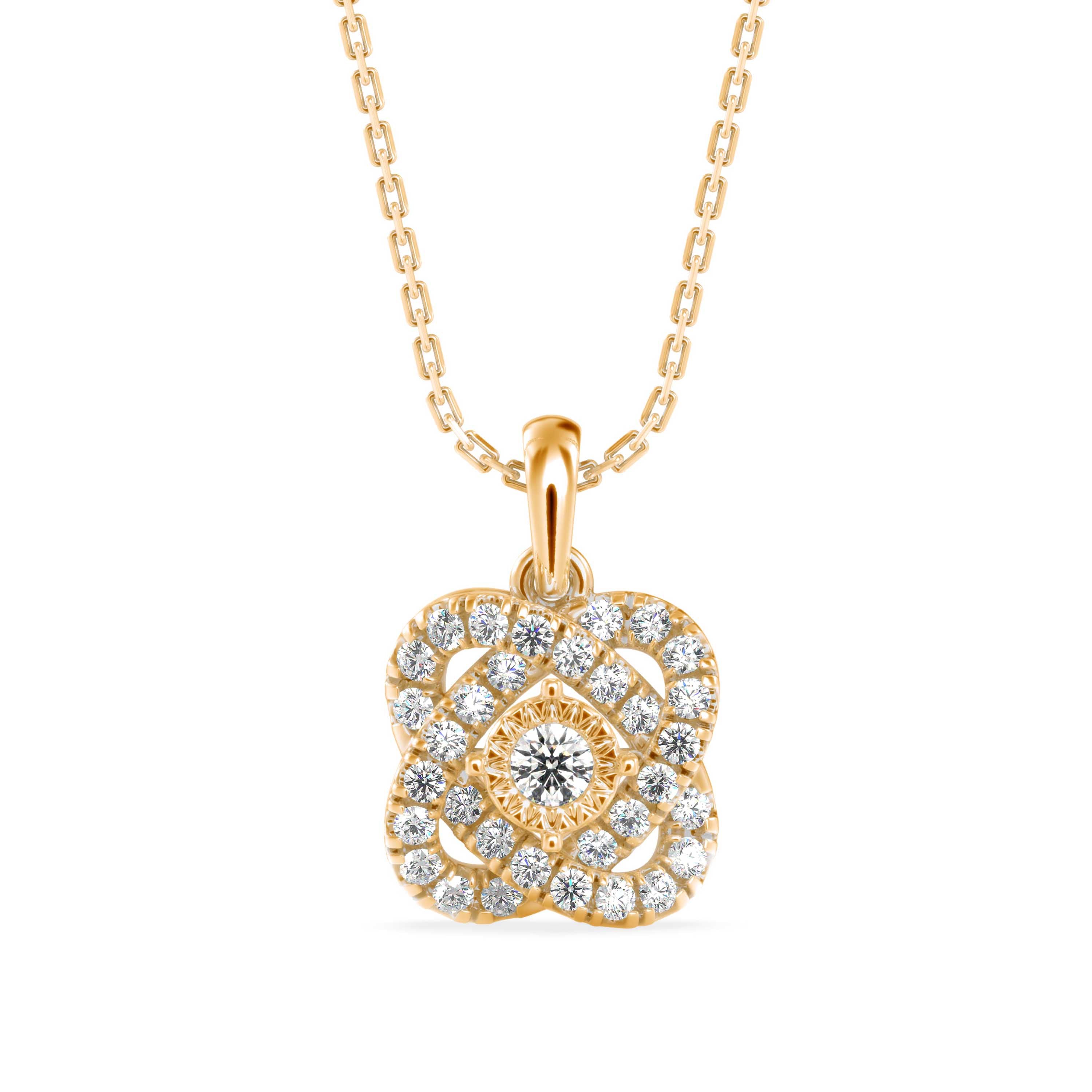 0.29Ct Flower Shape Prong Lab-Grown Diamond Gold Pendant Necklace