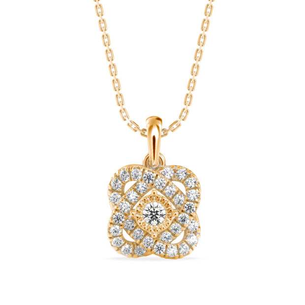 0.29Ct Flower Shape Prong Lab-Grown Diamond Gold Pendant Necklace