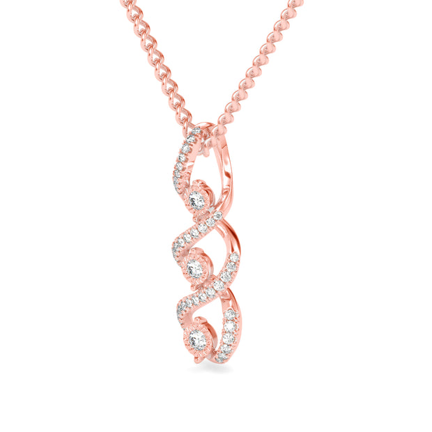 0.34Ct Waterfall Style Prong Lab-Grown Diamond Gold Pendant Necklace