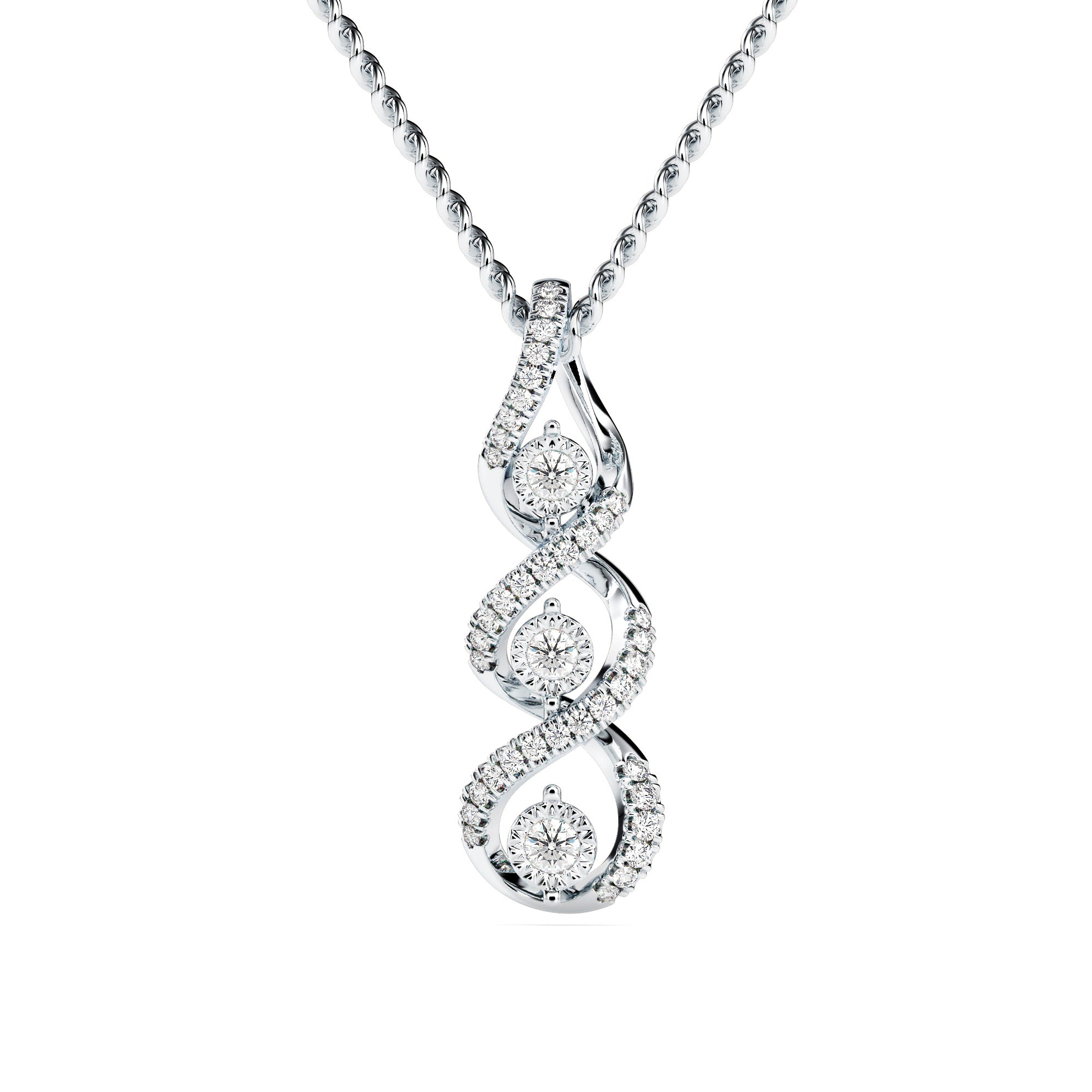 0.34Ct Waterfall Style Prong Lab-Grown Diamond Gold Pendant Necklace