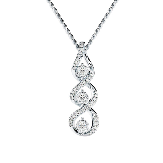 0.34Ct Waterfall Style Prong Lab-Grown Diamond Gold Pendant Necklace