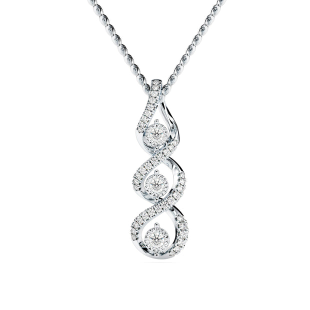 0.34Ct Waterfall Style Prong Lab-Grown Diamond Gold Pendant Necklace
