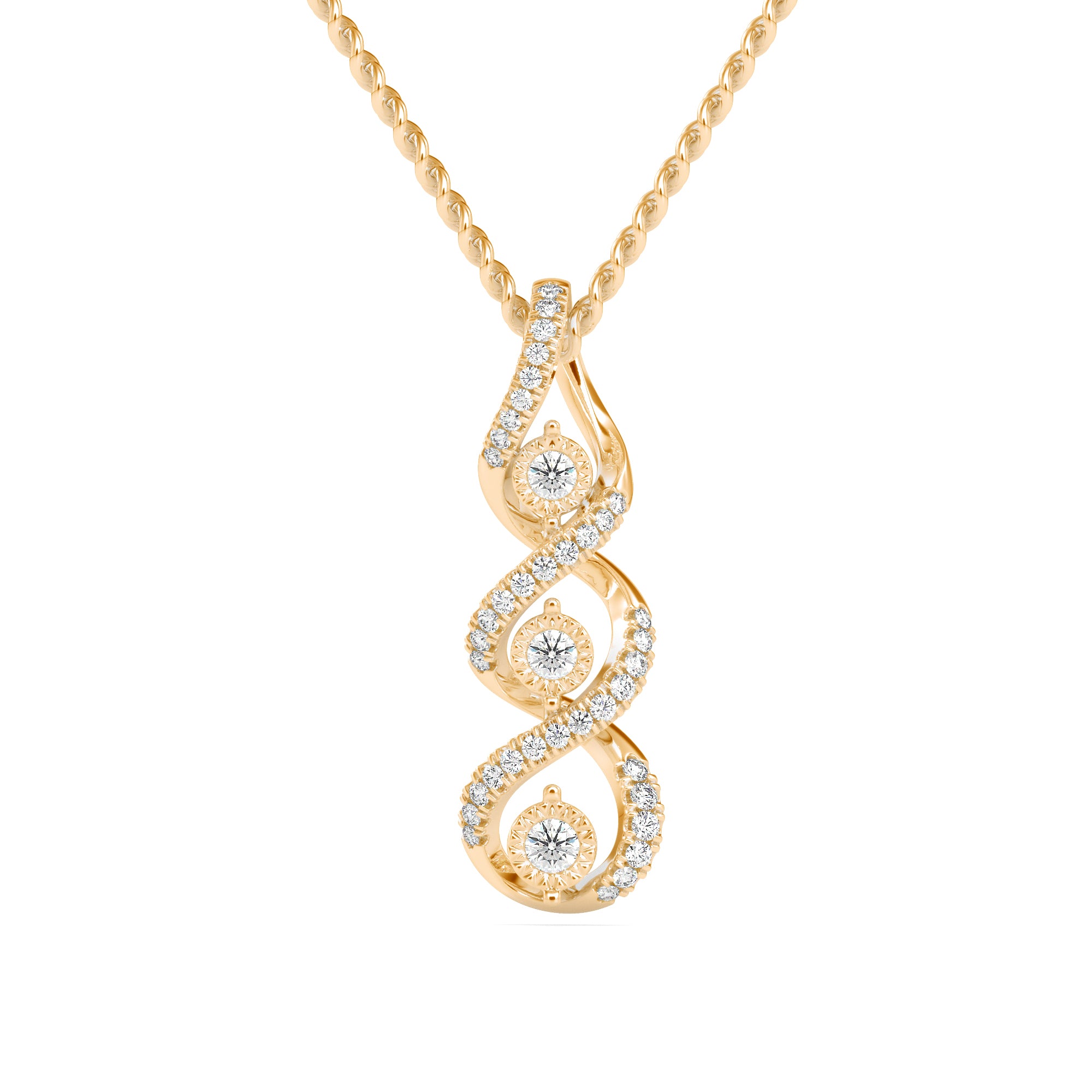 0.34Ct Waterfall Style Prong Lab-Grown Diamond Gold Pendant Necklace