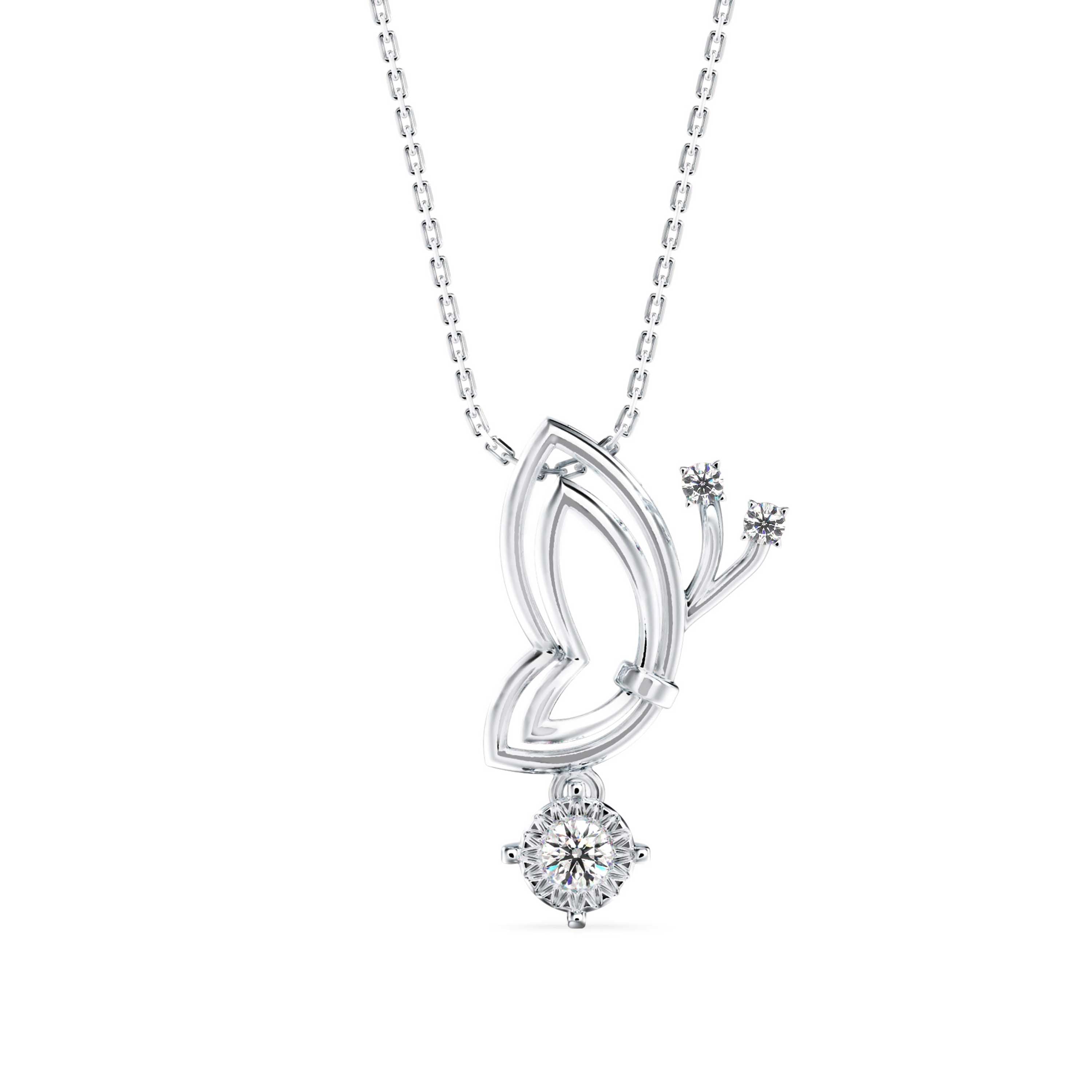 0.14Ct Holly Butterfly Shape Prong Lab-Grown Diamond Gold Pendant Necklace
