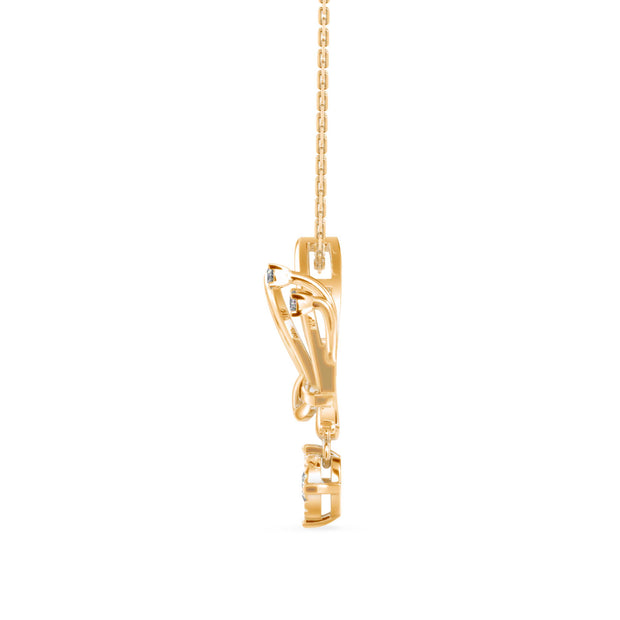 0.14Ct Holly Butterfly Shape Prong Lab-Grown Diamond Gold Pendant Necklace