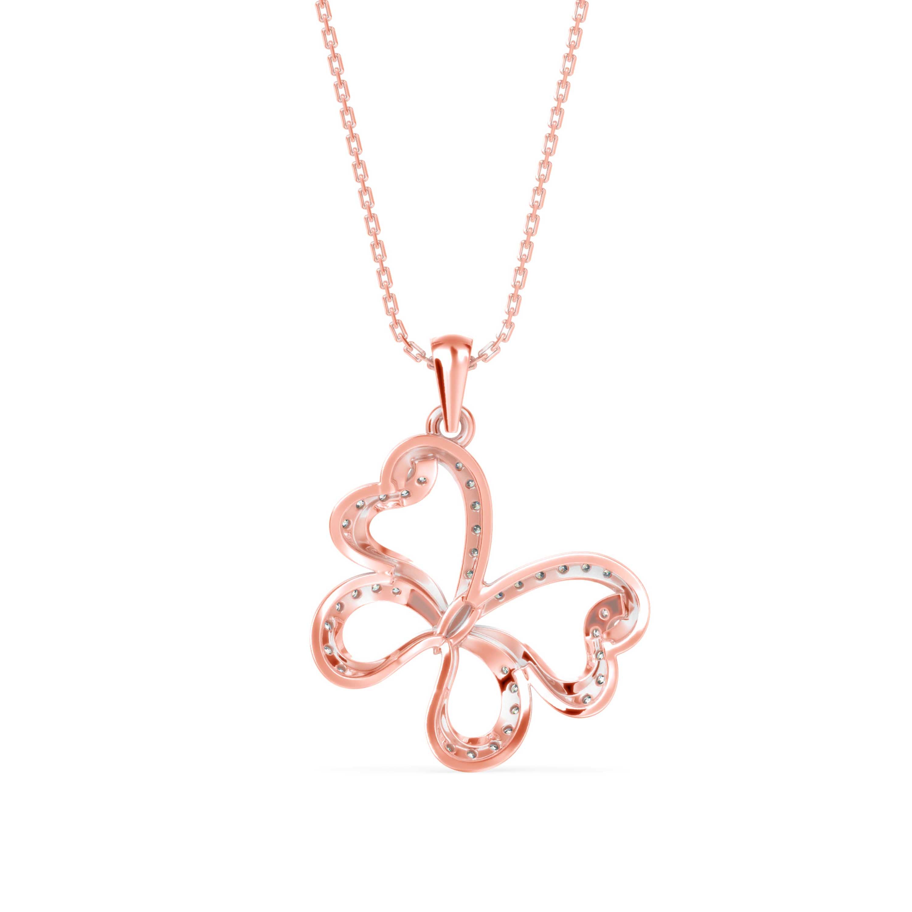 0.29Ct Butterfly Shape Pave Lab-Grown Diamond Gold Pendant Necklace