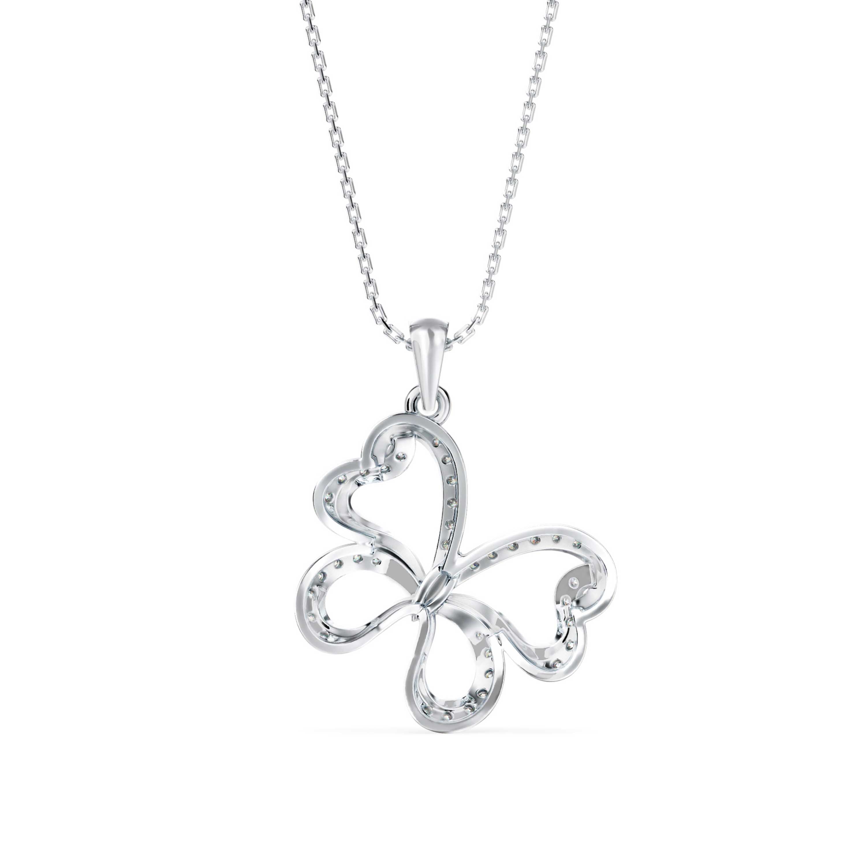 0.29Ct Butterfly Shape Pave Lab-Grown Diamond Gold Pendant Necklace
