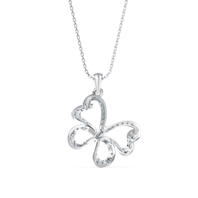 0.29Ct Butterfly Shape Pave Lab-Grown Diamond Gold Pendant Necklace