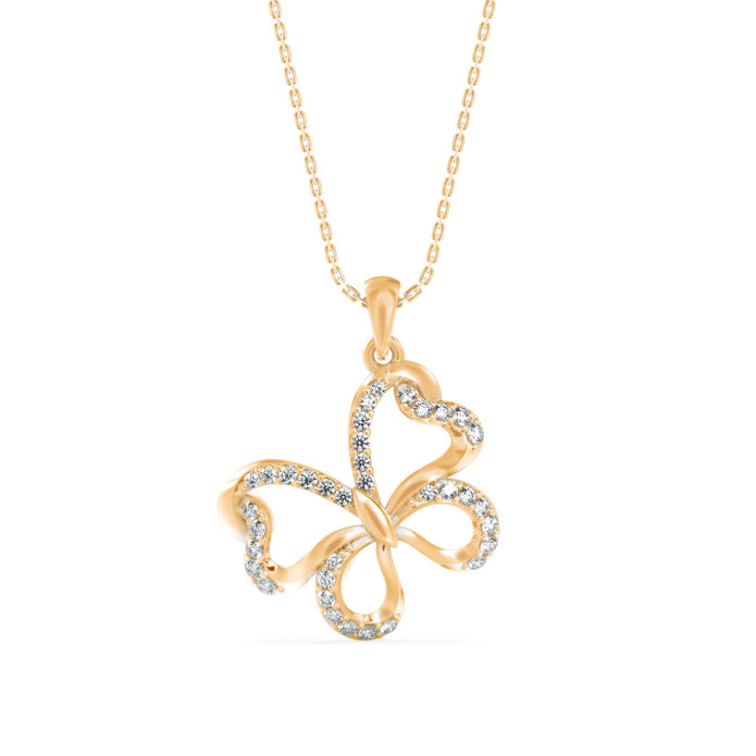0.29Ct Butterfly Shape Pave Lab-Grown Diamond Gold Pendant Necklace