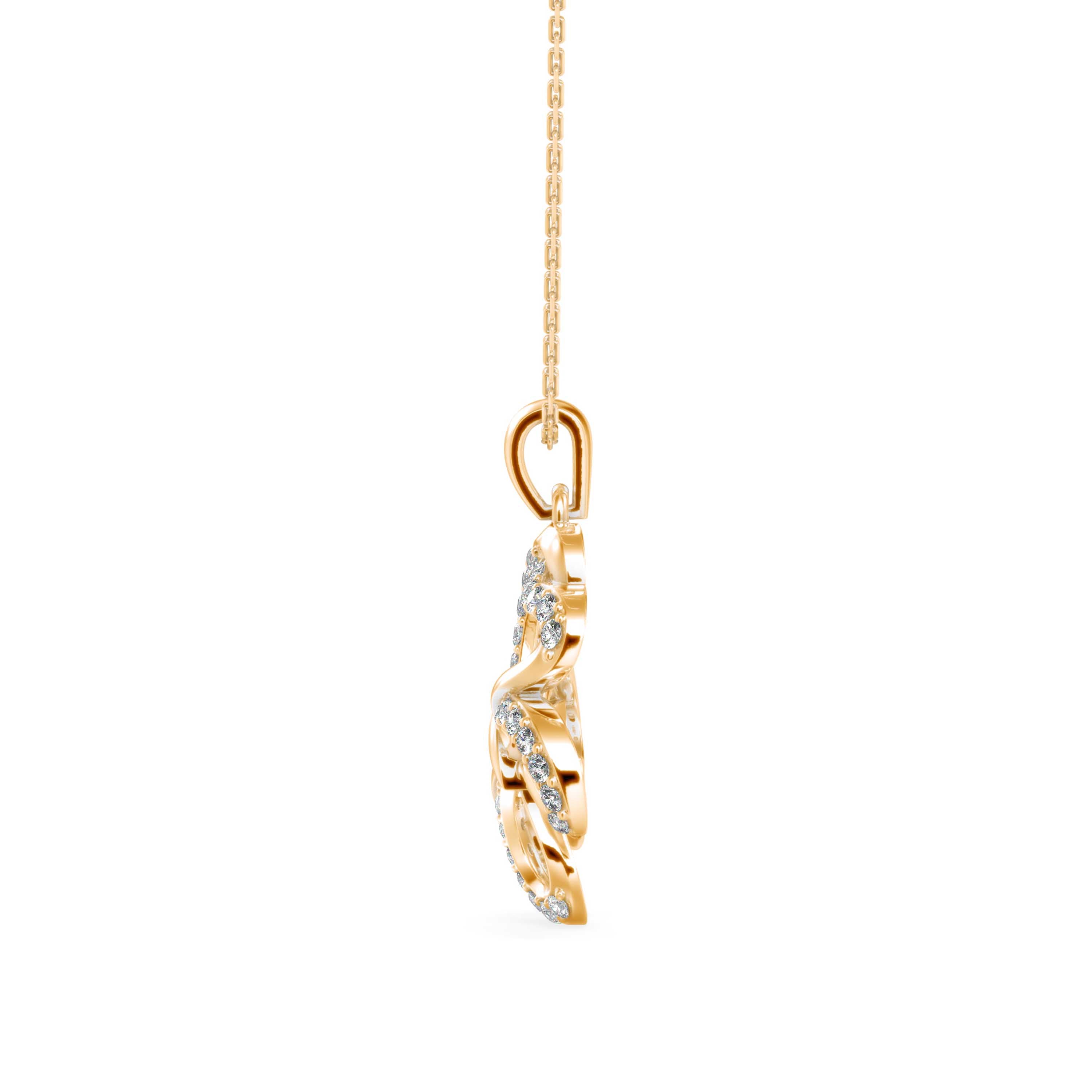 0.29Ct Butterfly Shape Pave Lab-Grown Diamond Gold Pendant Necklace