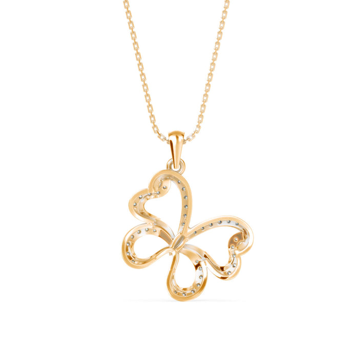 0.29Ct Butterfly Shape Pave Lab-Grown Diamond Gold Pendant Necklace