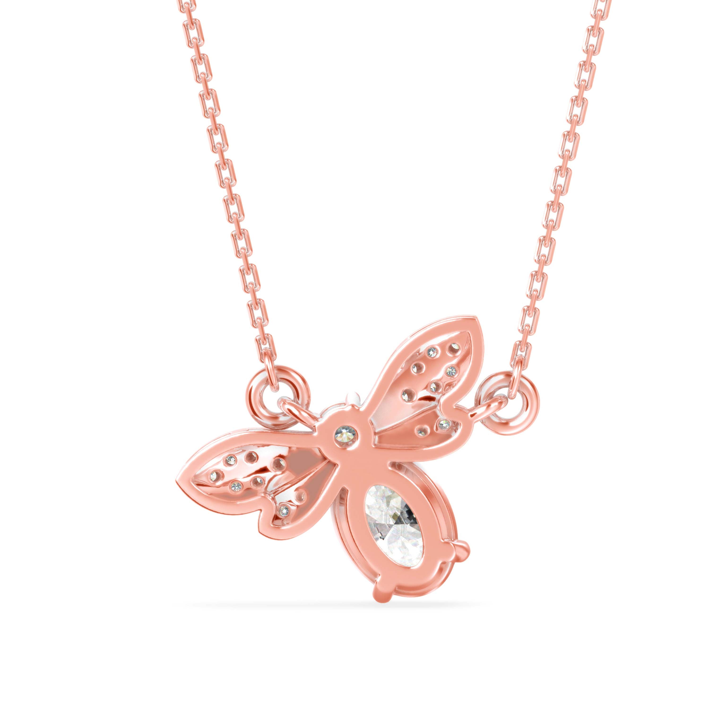 0.83Ct Honey Bee Shape Prong Lab-Grown Diamond Gold Pendant Necklace