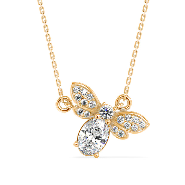 0.83Ct Honey Bee Shape Prong Lab-Grown Diamond Gold Pendant Necklace
