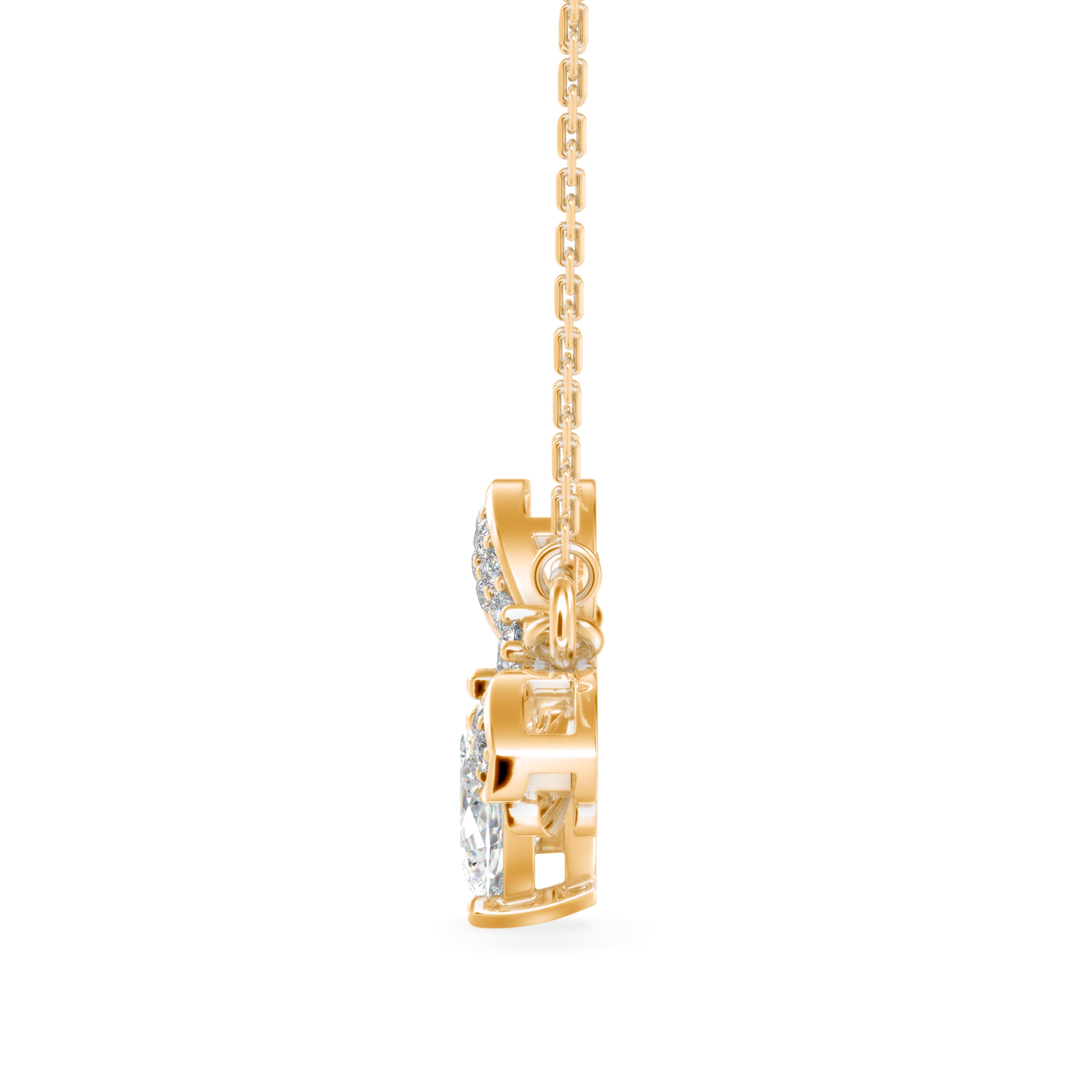 0.83Ct Honey Bee Shape Prong Lab-Grown Diamond Gold Pendant Necklace