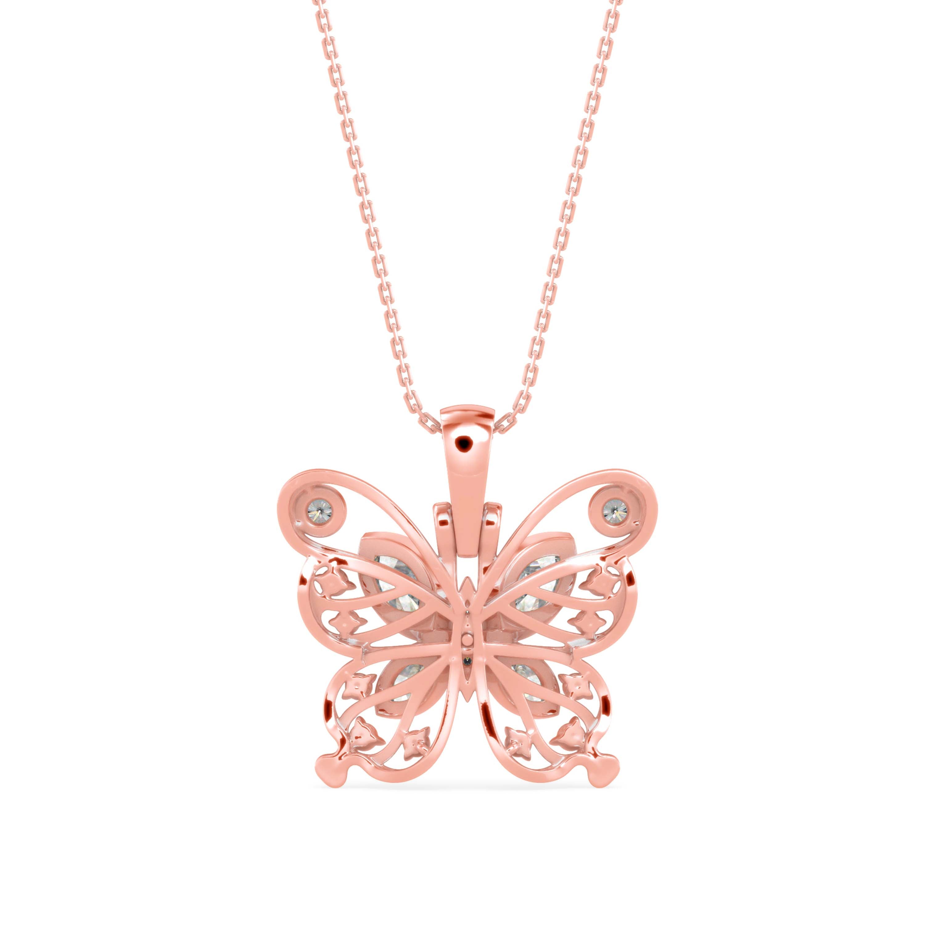 0.97Ct Fancy Butterfly Shape Bazel Lab-Grown Diamond Gold Pendant Necklace