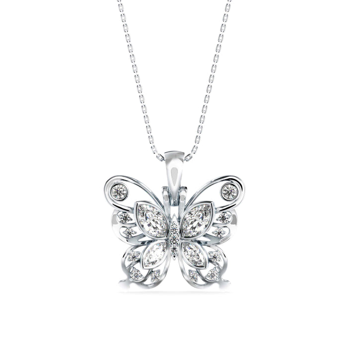 0.97Ct Fancy Butterfly Shape Bazel Lab-Grown Diamond Gold Pendant Necklace