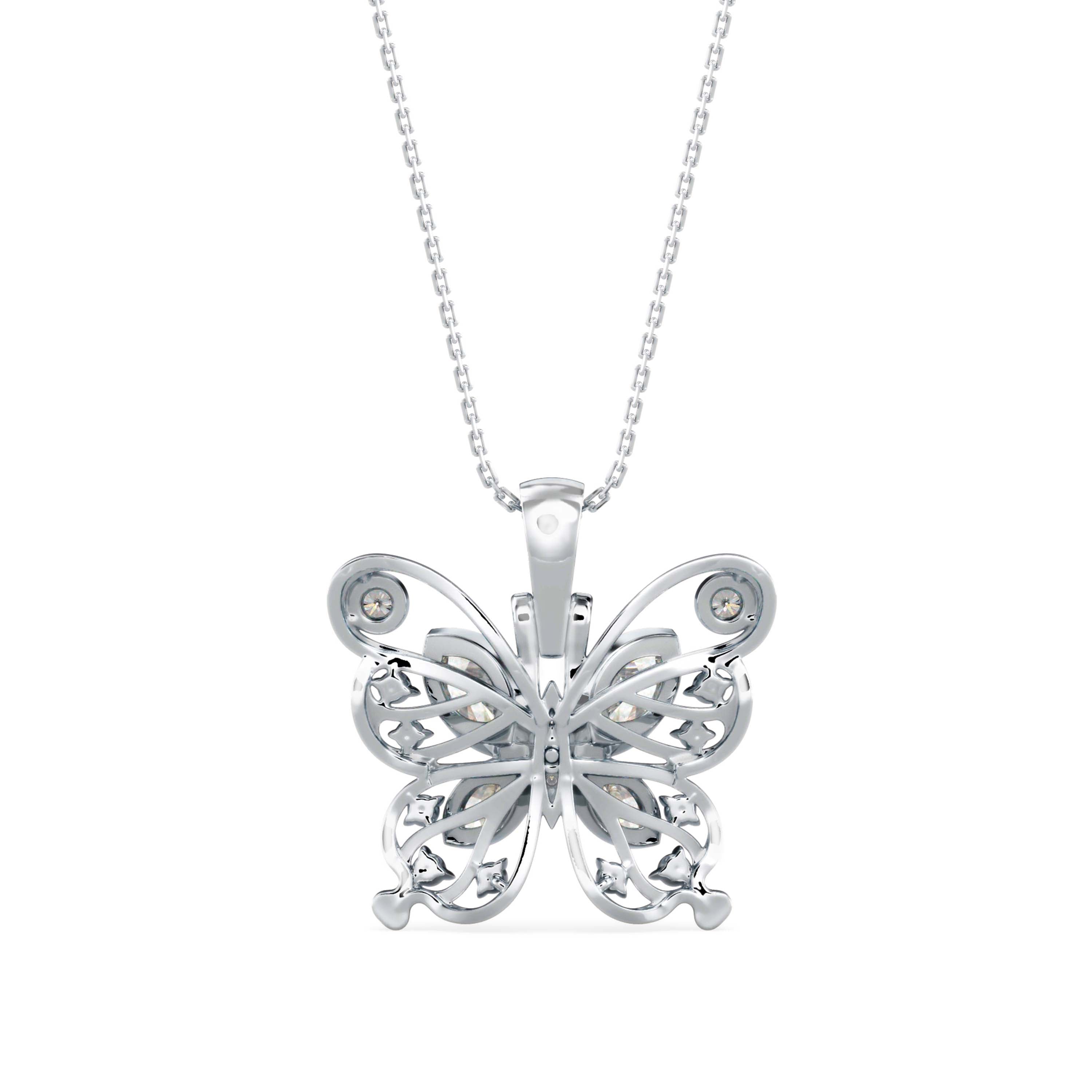 0.97Ct Fancy Butterfly Shape Bazel Lab-Grown Diamond Gold Pendant Necklace