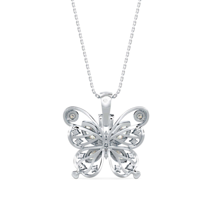 0.97Ct Fancy Butterfly Shape Bazel Lab-Grown Diamond Gold Pendant Necklace