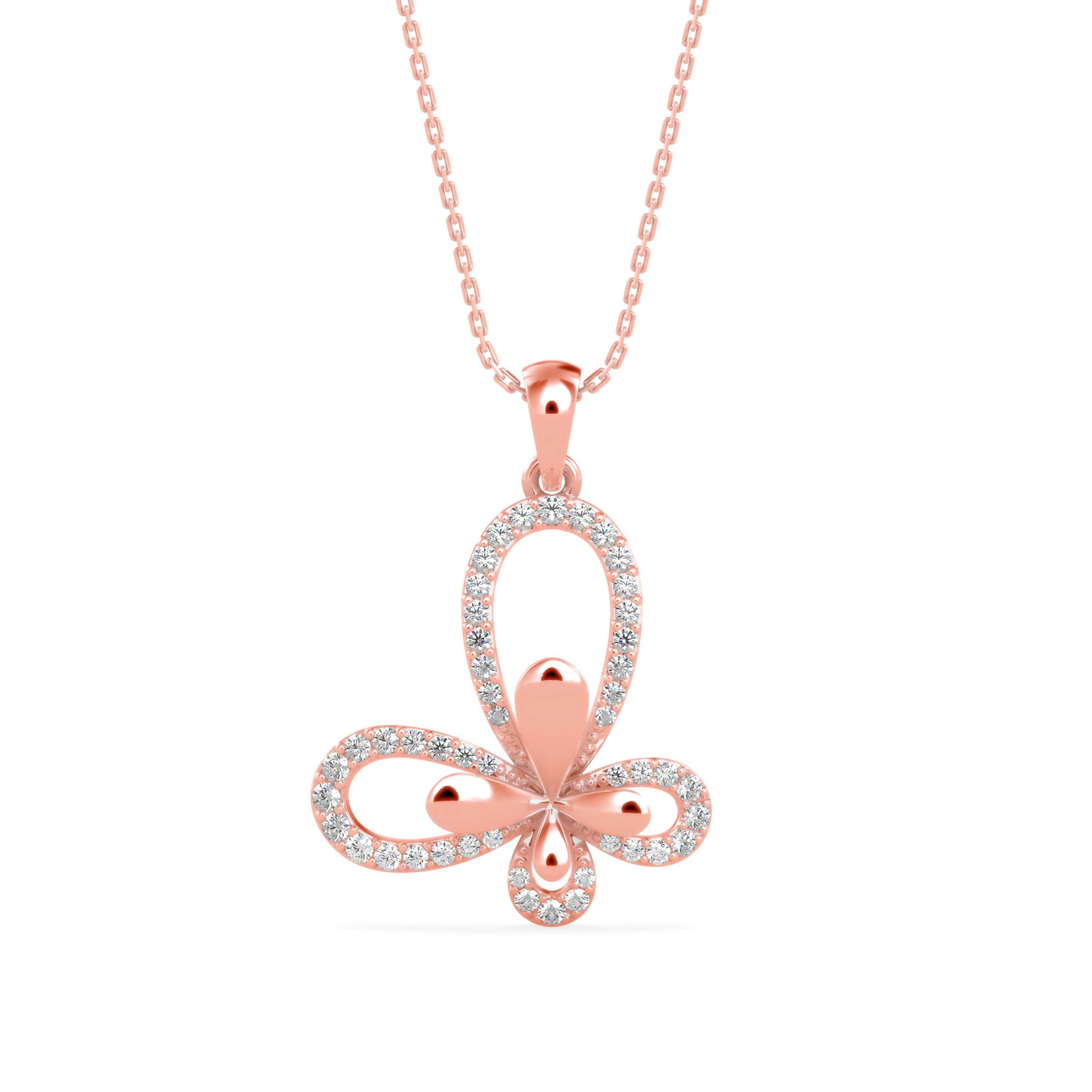 0.32Ct Floral Style Pave Lab-Grown Diamond Gold Pendant Necklace