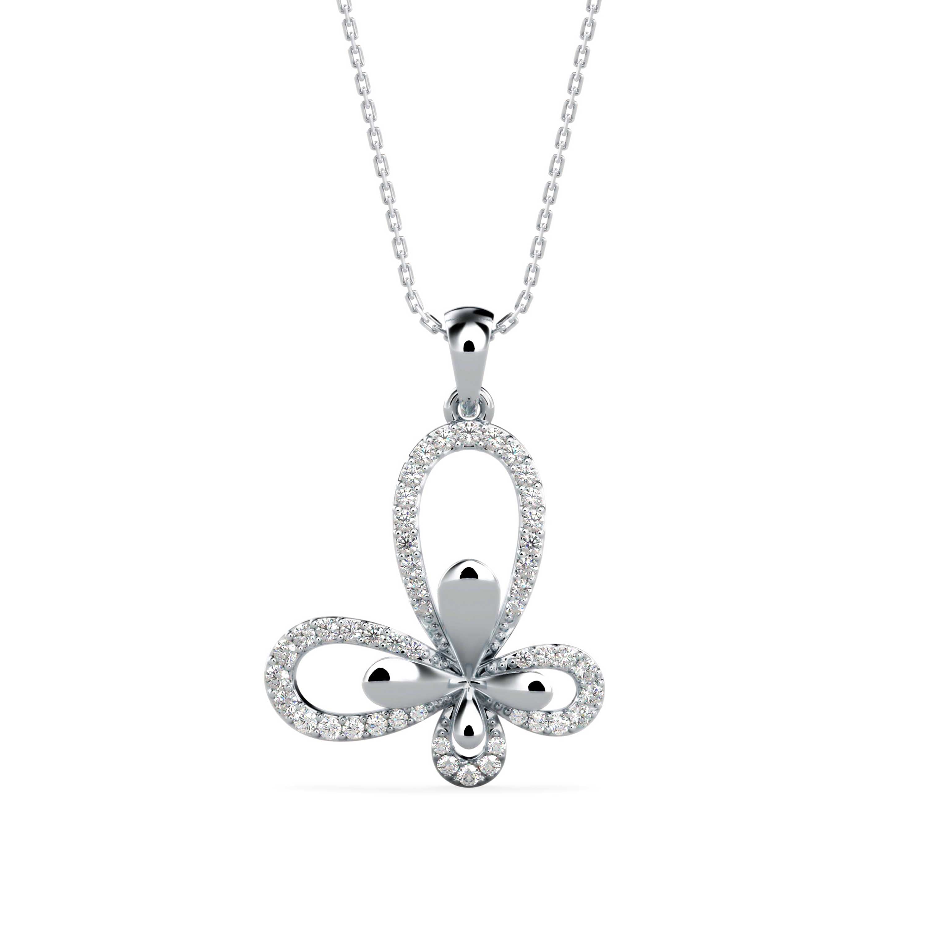 0.32Ct Floral Style Pave Lab-Grown Diamond Gold Pendant Necklace