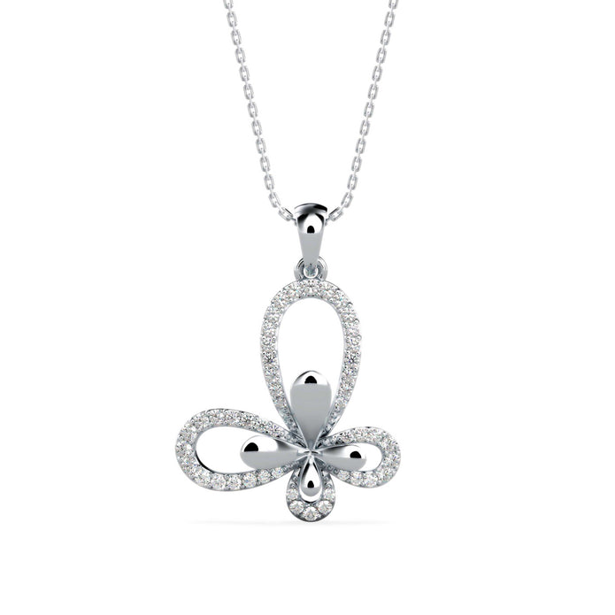0.32Ct Floral Style Pave Lab-Grown Diamond Gold Pendant Necklace