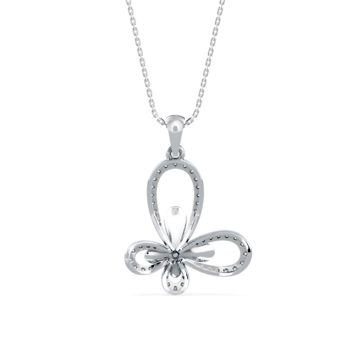 0.32Ct Floral Style Pave Lab-Grown Diamond Gold Pendant Necklace