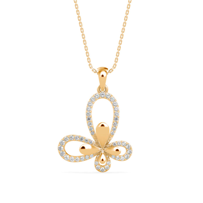 0.32Ct Floral Style Pave Lab-Grown Diamond Gold Pendant Necklace