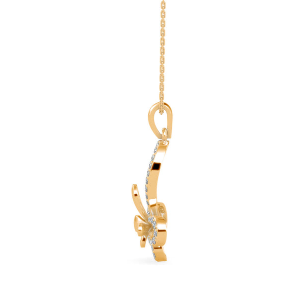 0.32Ct Floral Style Pave Lab-Grown Diamond Gold Pendant Necklace