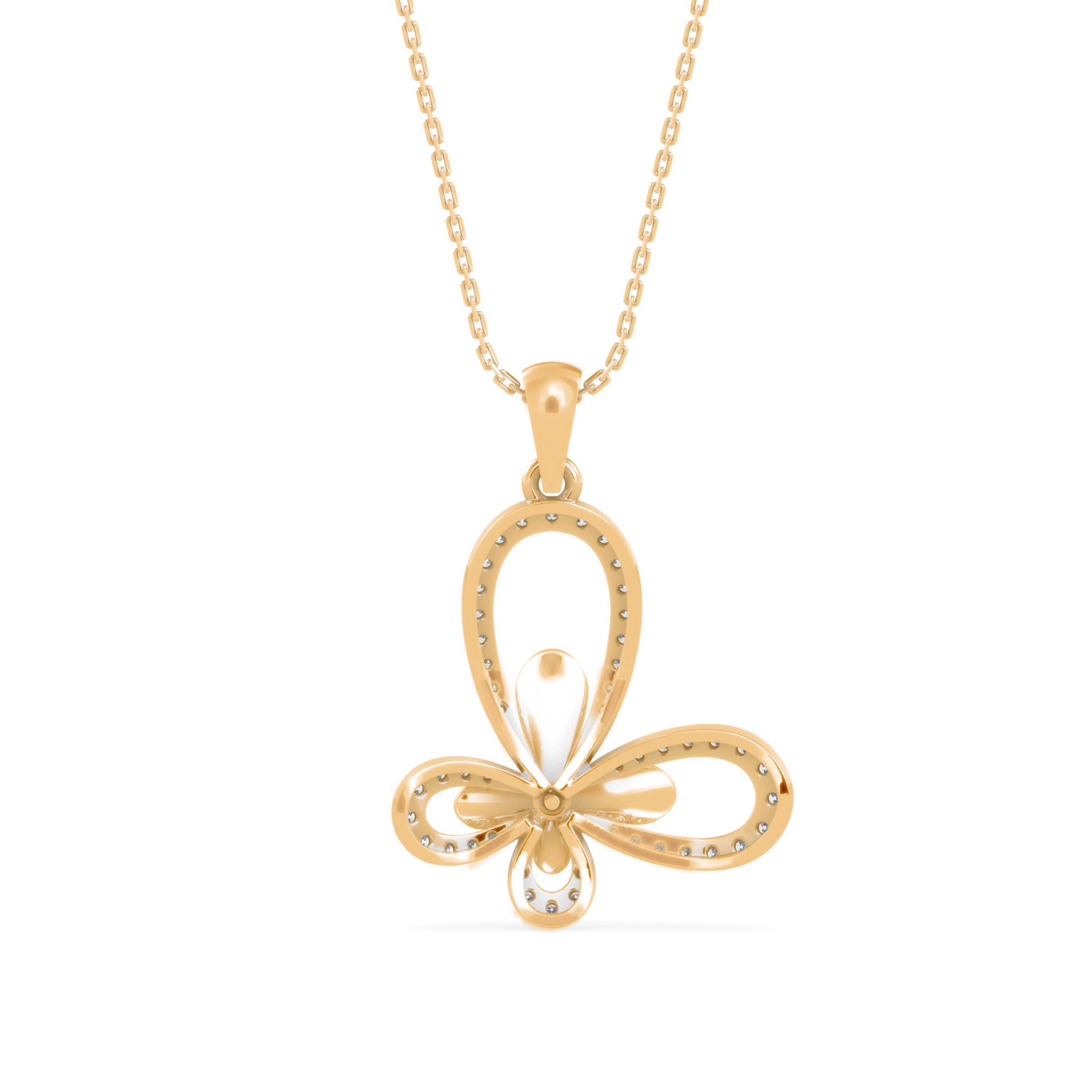 0.32Ct Floral Style Pave Lab-Grown Diamond Gold Pendant Necklace