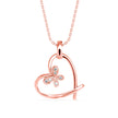 0.03Ct Butterfly Heart Shape Lab-Grown Diamond Gold Pendant Necklace