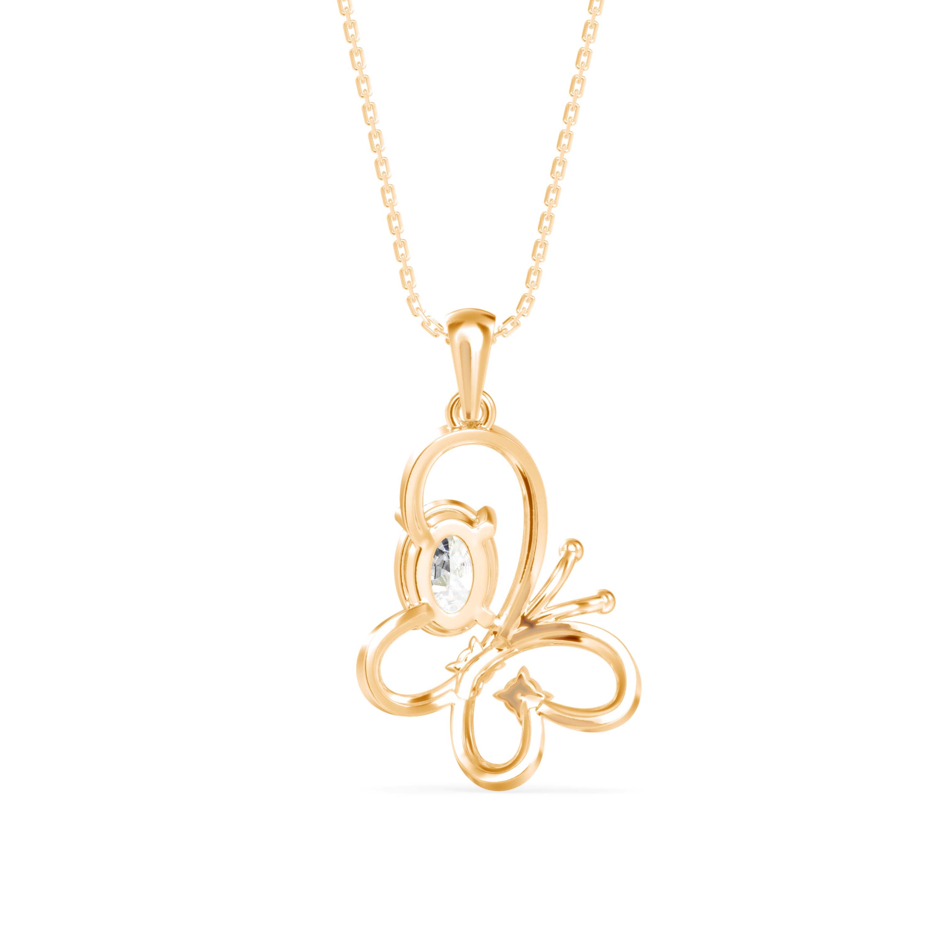 1.17Ct Flutter Designe Prong Lab-Grown Diamond Gold Pendant Necklace